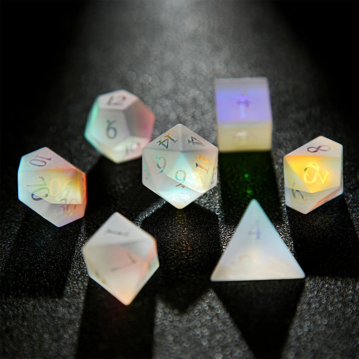 Premium 7-Piece Frosted Gemstone Polyhedral Dice Set for Tabletop RPGs