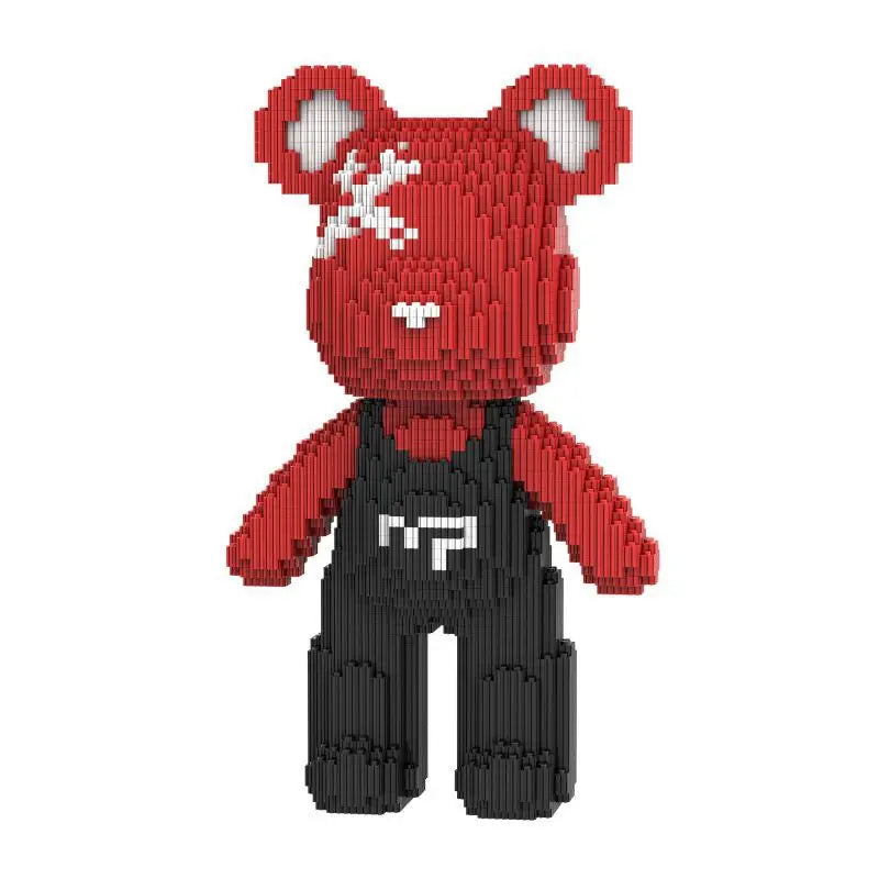 Red and Black Bear Building Block Set – 32 cm Collectible Model
