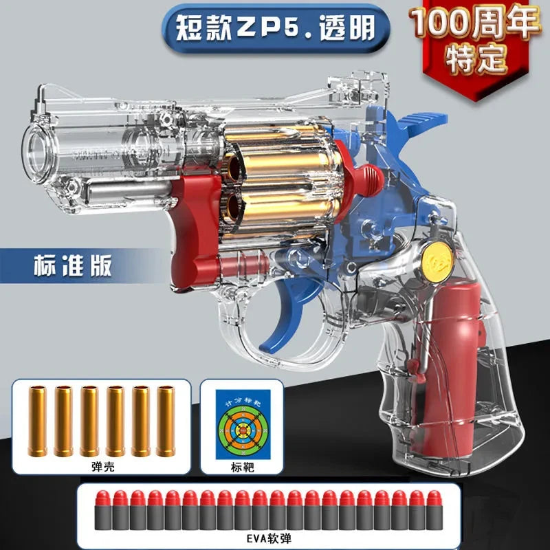 Mechanical Soft Bullet Revolver Toy Gun with Shell Ejection
