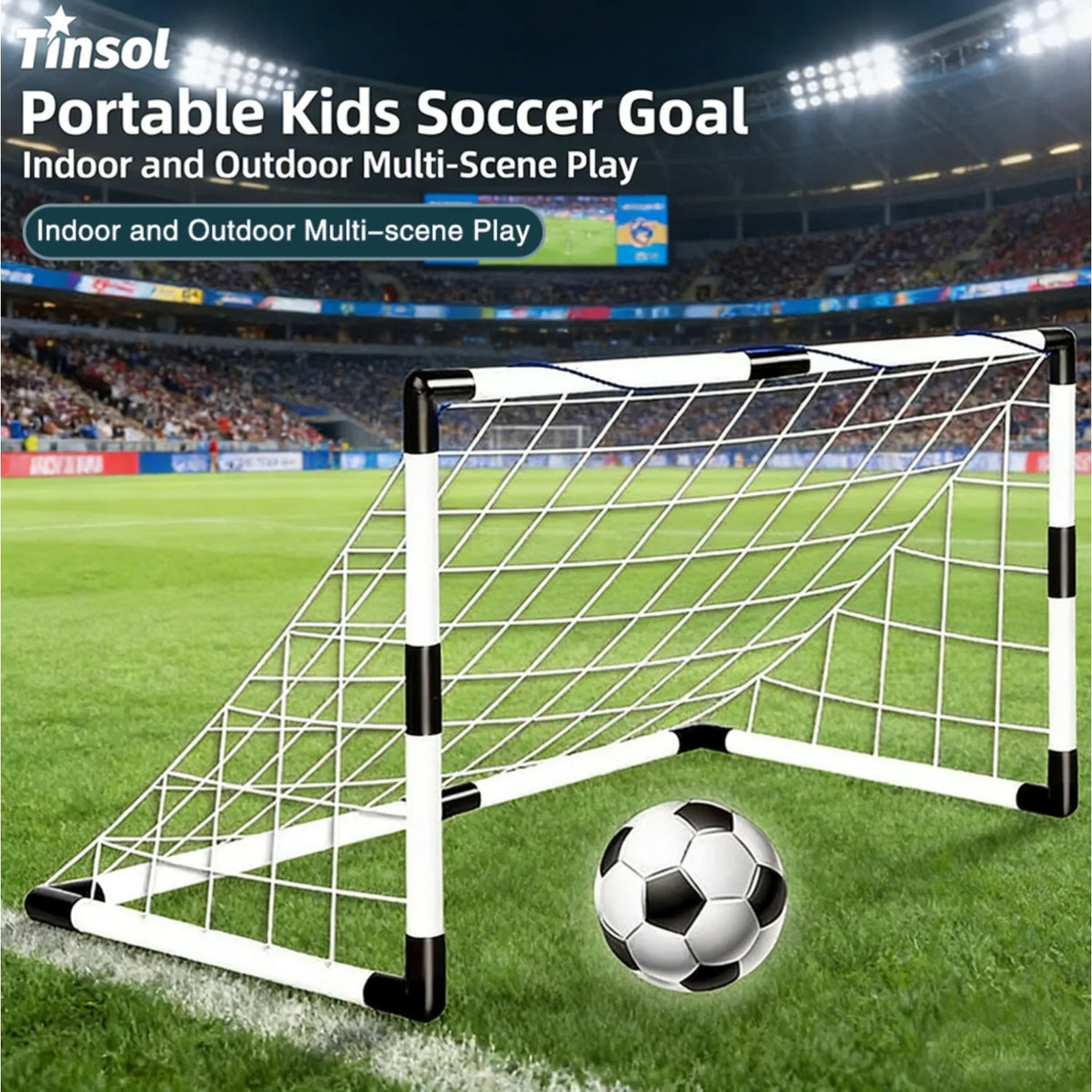 Foldable Soccer Goal Set with Ball and Pump