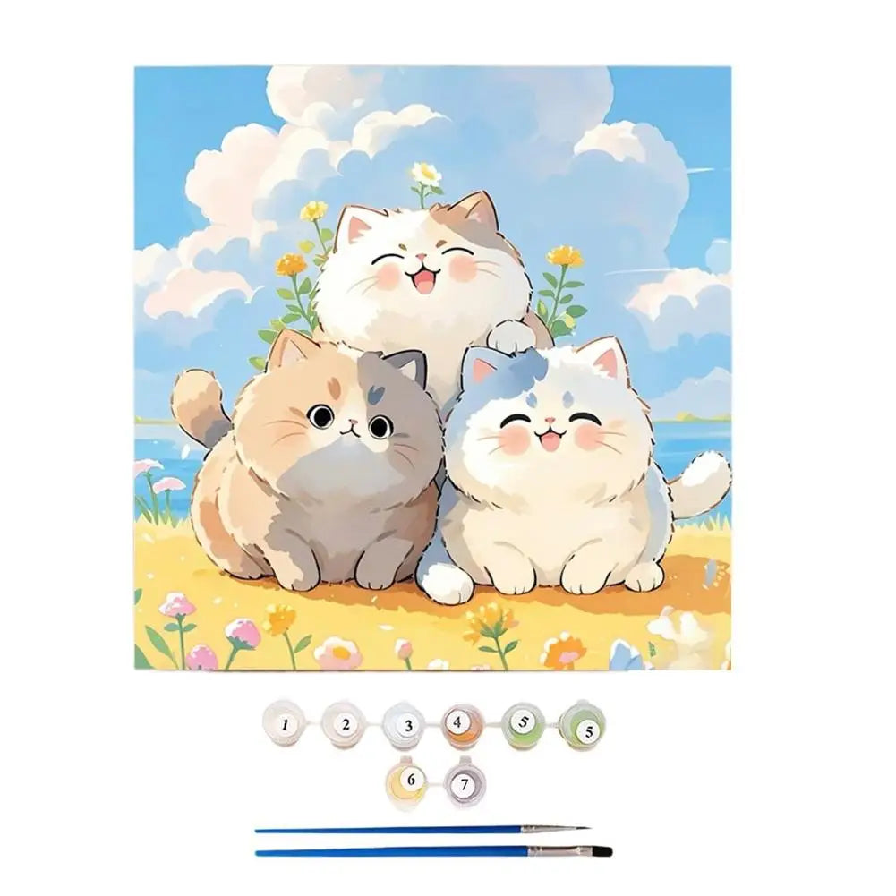 Cat Paint by Numbers Kit for Adults – Acrylic Painting on Canvas with Brushes