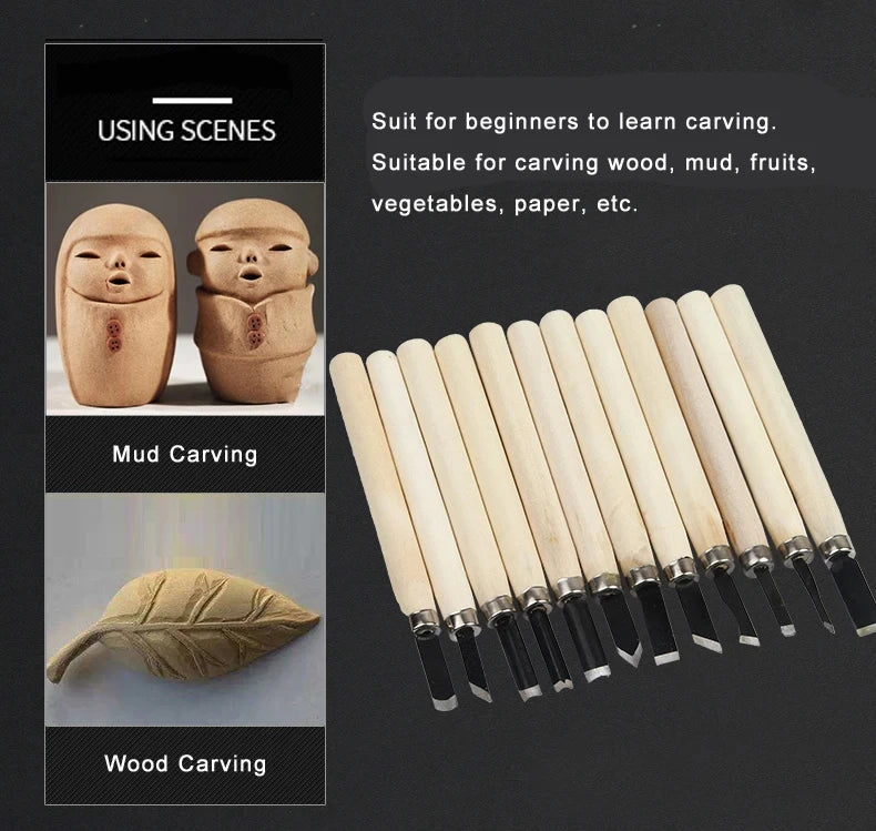 12-Piece Wood Carving Chisel Set for Precision and Detail Work