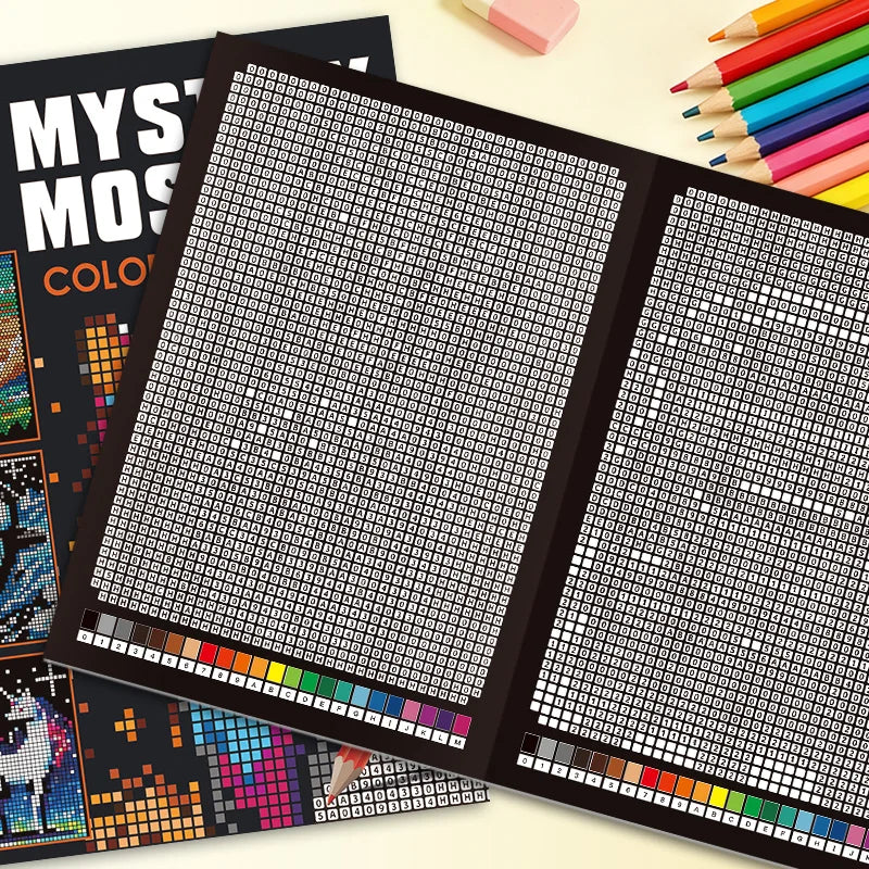 Mystery Mosaic Color by Number Coloring Book for Adults