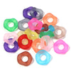Assortment of colorful acrylic spacer beads in various shades including purple, pink, green, and orange.