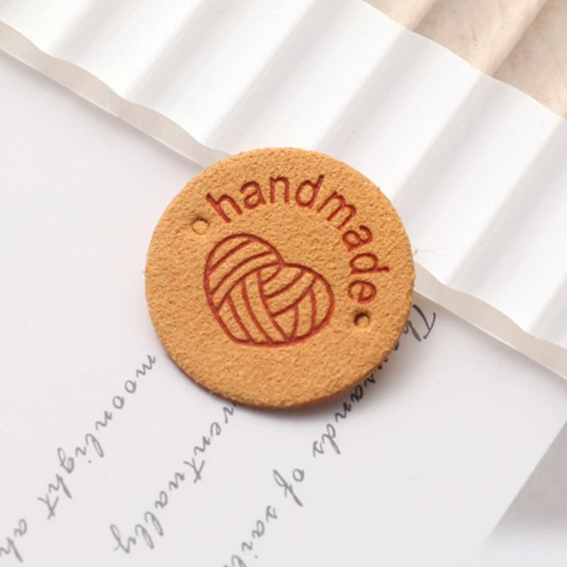 Round PU Leather Labels with Embossed Design for DIY Crafts