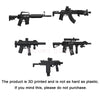 3D printed military building block set featuring a gun and helmet accessories