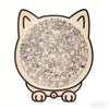 A wooden cat-shaped jigsaw puzzle featuring a dense pattern of various cats.