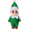 Adorable plush Christmas elf doll ornament wearing a green hat and green outfit
