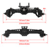Black nylon portal axles for an SCX10 RC crawler, shown with dimensions.