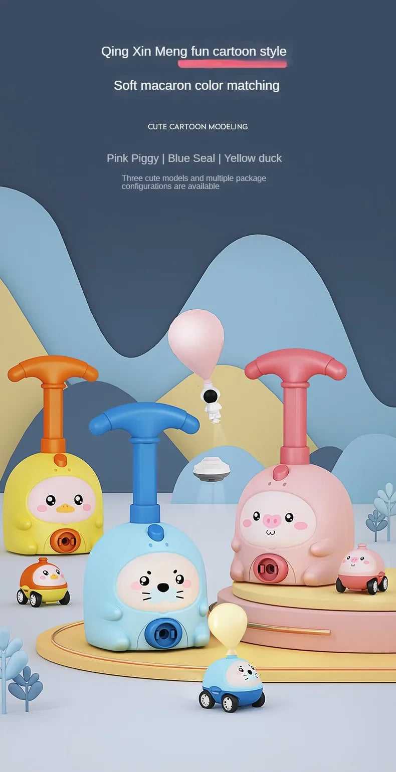 Balloon-Powered Car Science Toy with Launcher Tower