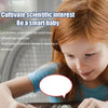 A young girl is working on a STEM Physics kit featuring magnetic levitation components.