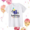A white kids birthday number t-shirt featuring the text Its my 6th birthday with colorful decorations.