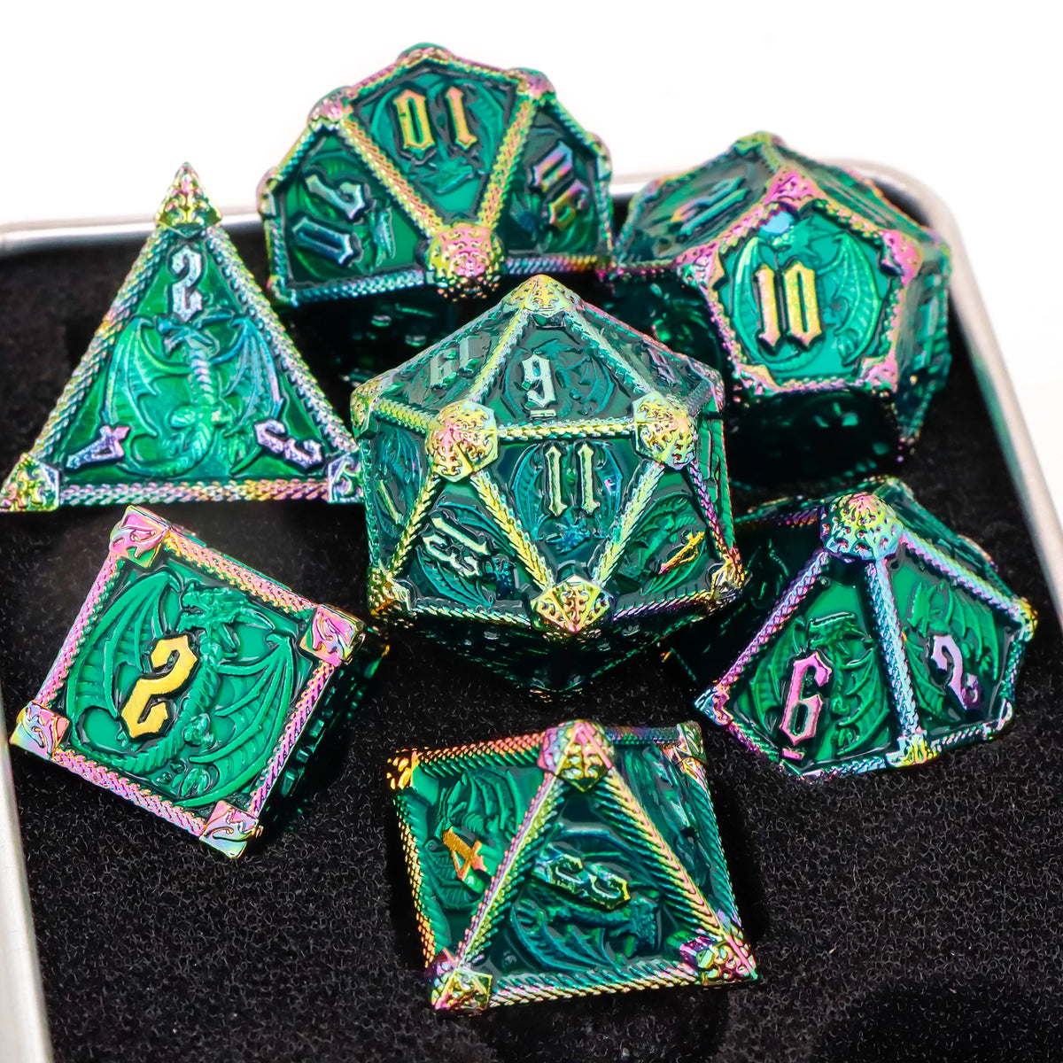 Metal Polyhedral Dice Set for Tabletop RPGs