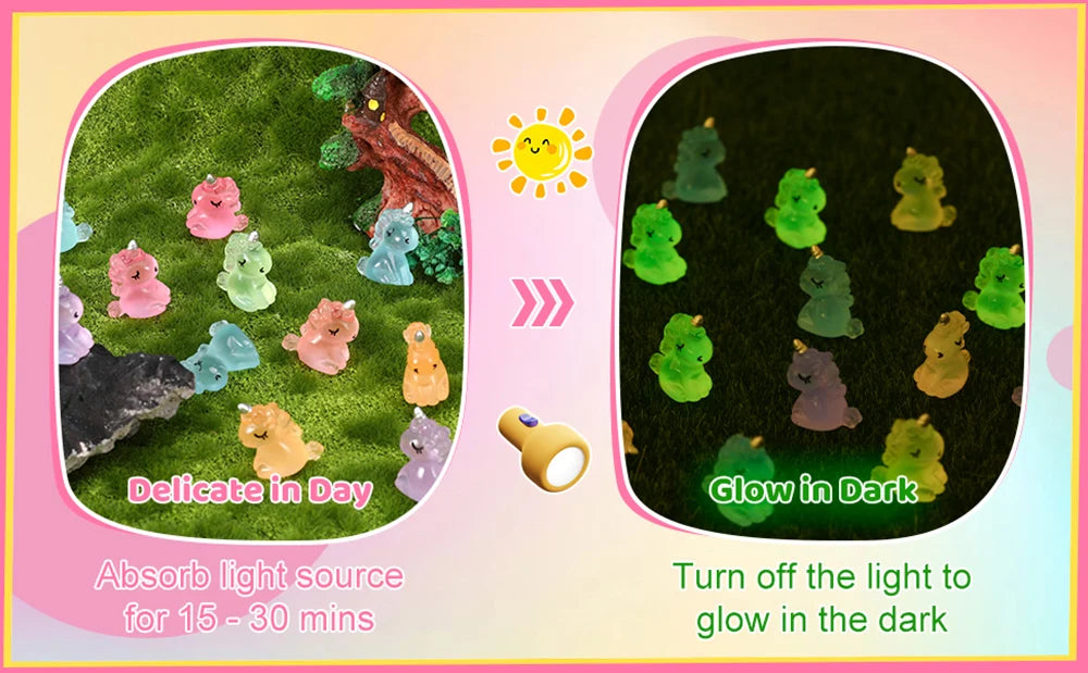 Glow-in-the-Dark Mini Unicorn Figurines (100-Piece Set)