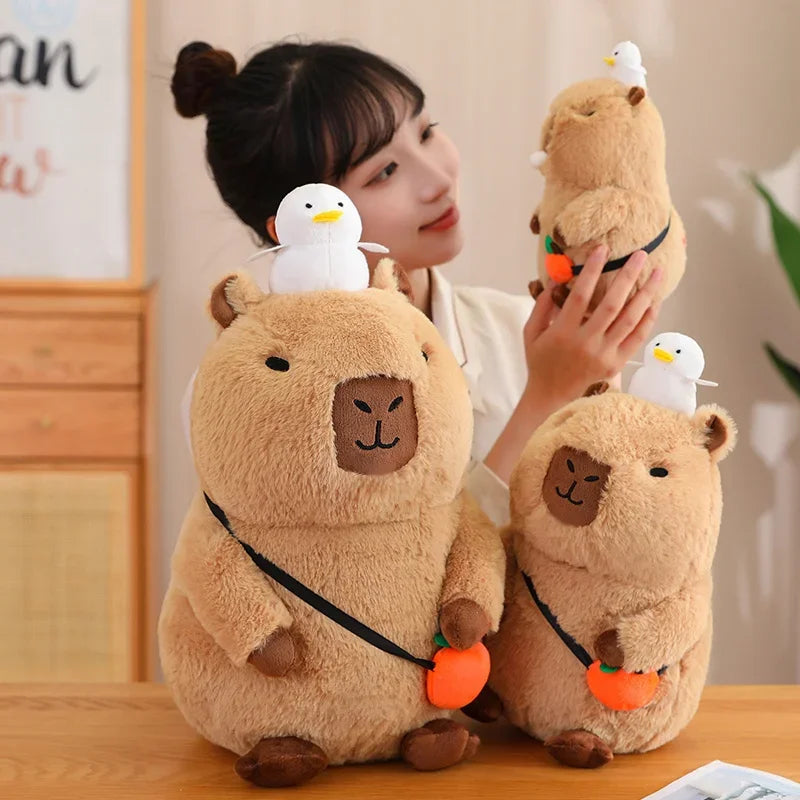 Adorable Capybara Plush Toy with Cute Turtle Backpack