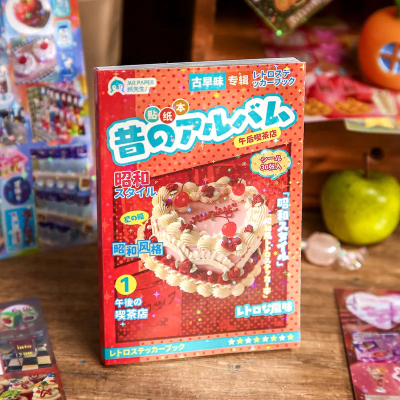 A box of Japanese vintage kawaii stickers for scrapbooking and journaling featuring a pink and white floral design.