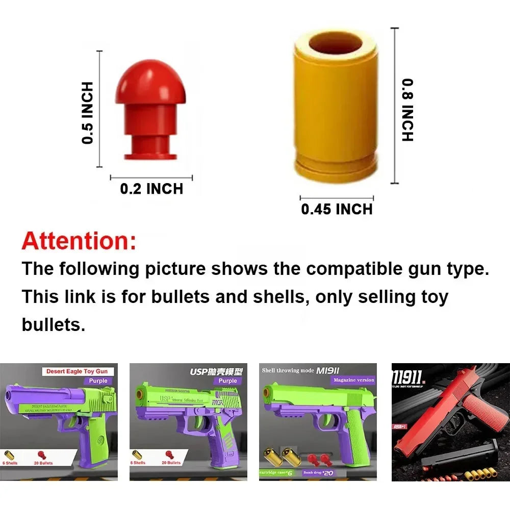 Reusable Toy Gun Shells and Bullets for M1911, SIG17 & USP Models