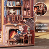 Owl Bookstore Miniature Book Nook DIY Kit with LED Lighting