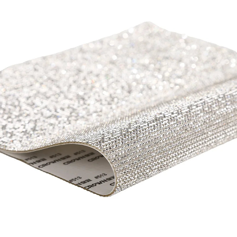 Roll of silver sparkling rhinestone adhesive tape for DIY crafts and decor