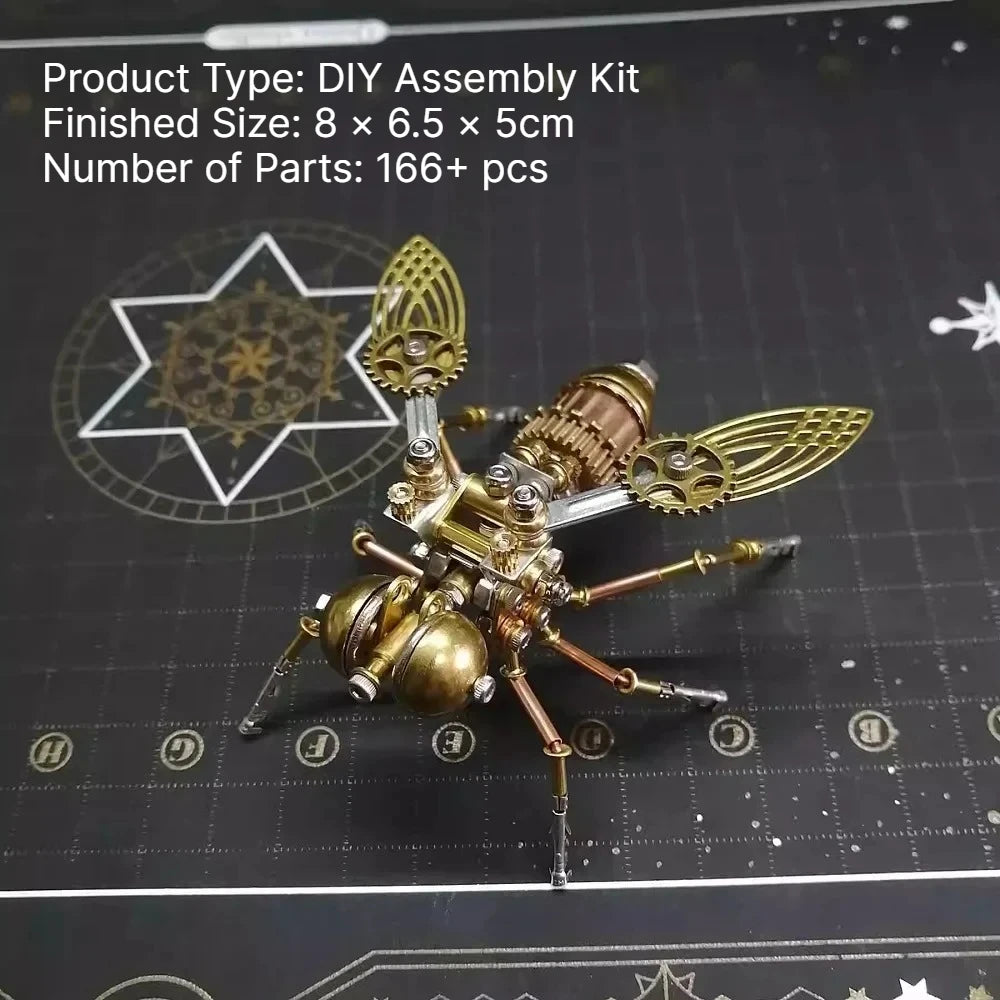 A detailed DIY assembly kit of a metal bee and wasp puzzle for home decor