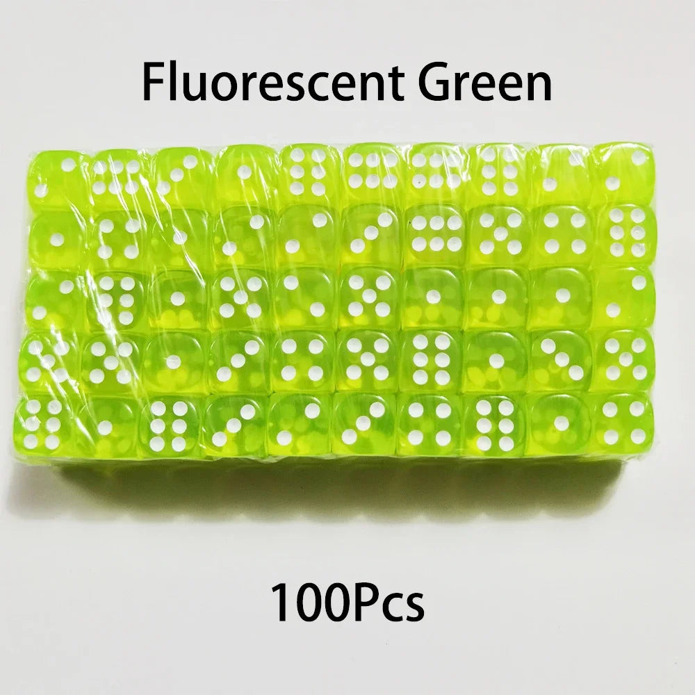 Multicolor Transparent Acrylic Dice Set – 100 Pieces