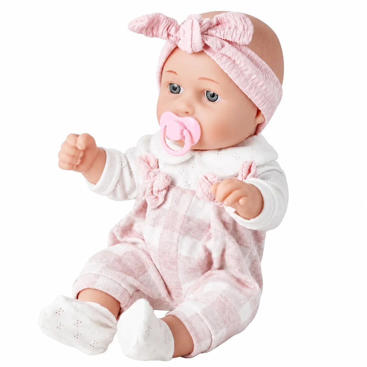 Lifelike 12" Reborn Baby Doll with Pink Outfit and Pacifier