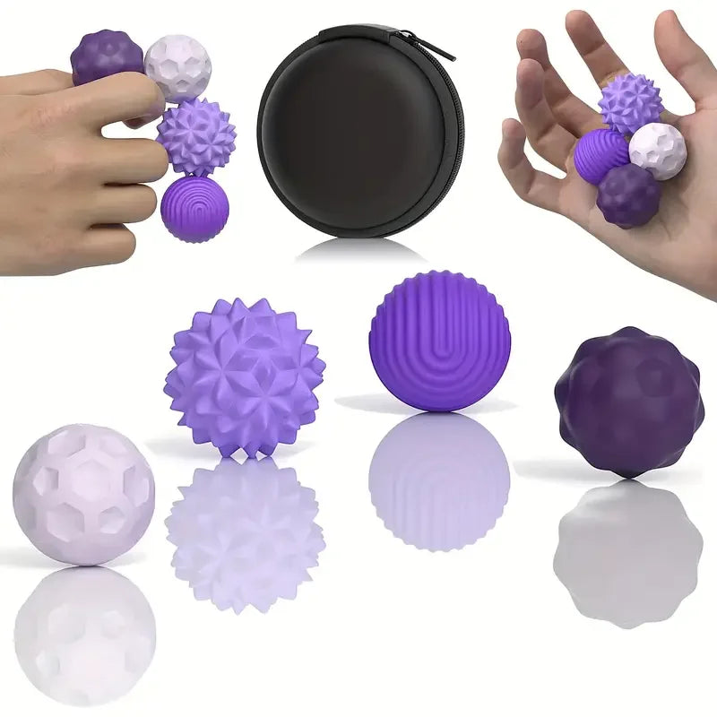 Magnetic Fidget Balls – Silicone Stress Relief Sensory Toys with 4 Textures
