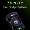 A black 3-in-1 fidget spinner named Spectre is shown against a dark background.