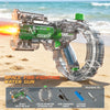 Transparent gray Z-lock space fire-fighting water gun with a circular storage clip and battery