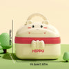A white Hippo-themed carry case for a pretend play doctor kit, shown with its dimensions.