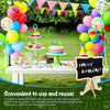 Mini wooden chalkboard signs with an easel for weddings and parties decorated with colorful balloons and treats
