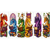 A set of six cross-stitch bookmarks featuring mythical dragons and magical elements.