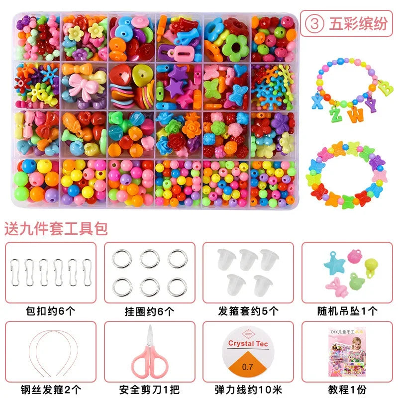 Polymer clay bead jewelry making kit for kids featuring various colored beads and tools