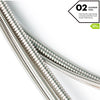 Close-up view of Austrian steel guitar strings with a hexagonal wire design.
