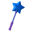 A blue star-shaped magic wand with a purple handle and sparkling edges.