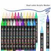 A set of dual-color acrylic markers in various colors and tips for art and crafts.