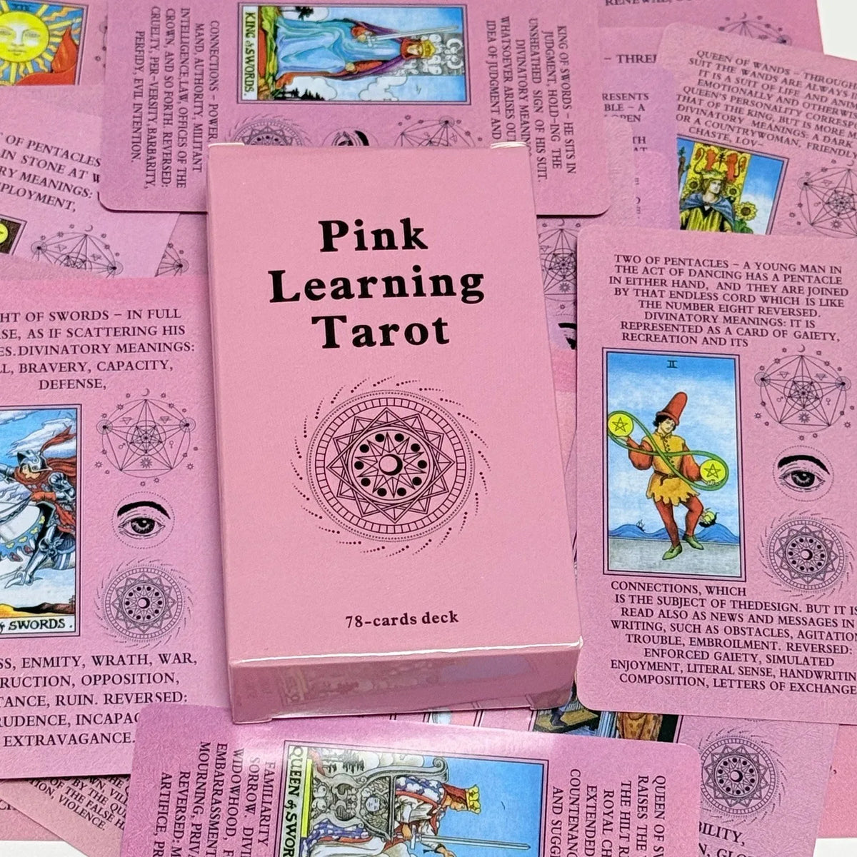 Pink Rider-Waite Tarot Cards – 78-Card English Deck with Keywords