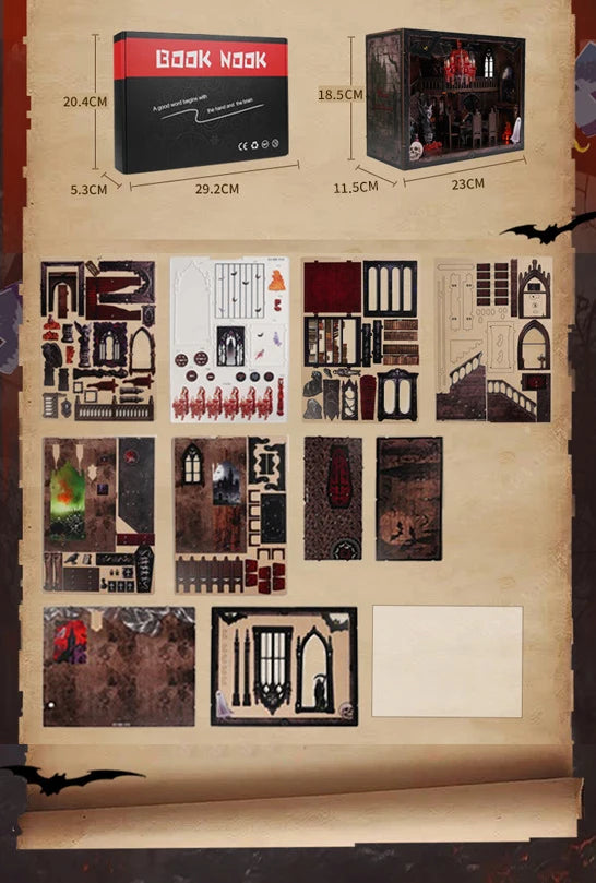 Haunted Halloween Book Nook DIY Kit with LED Lighting