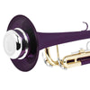 A purple lightweight trumpet practice mute with a silver-colored cap and aluminum alloy construction.