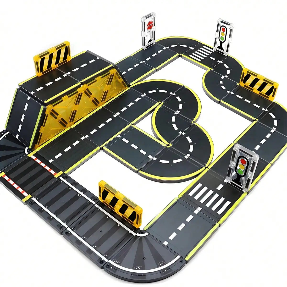 Magnetic Road Building Blocks Set with Race Track