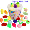 24 pieces of mini kawaii fruit and vegetable squishy toys with a box