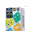 A white puzzle cube game with colorful faces showing different expressions for kids.