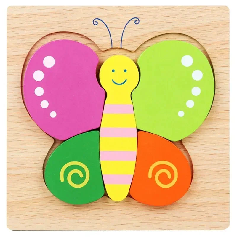 Montessori 3D Wooden Animal & Traffic Puzzle for Kids
