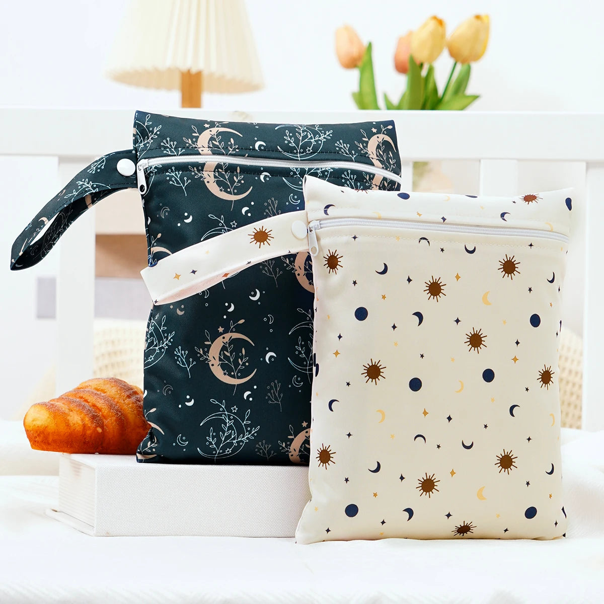 2-Pack Waterproof Wet/Dry Bags for Diapers & Baby Essentials