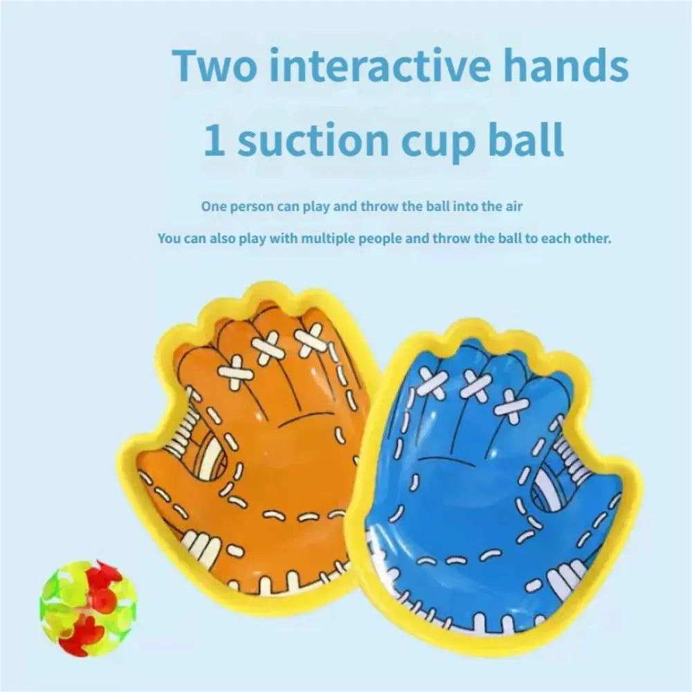 Cartoon Suction Cup Catch & Throw Racket Toy Set with Glowing Ball