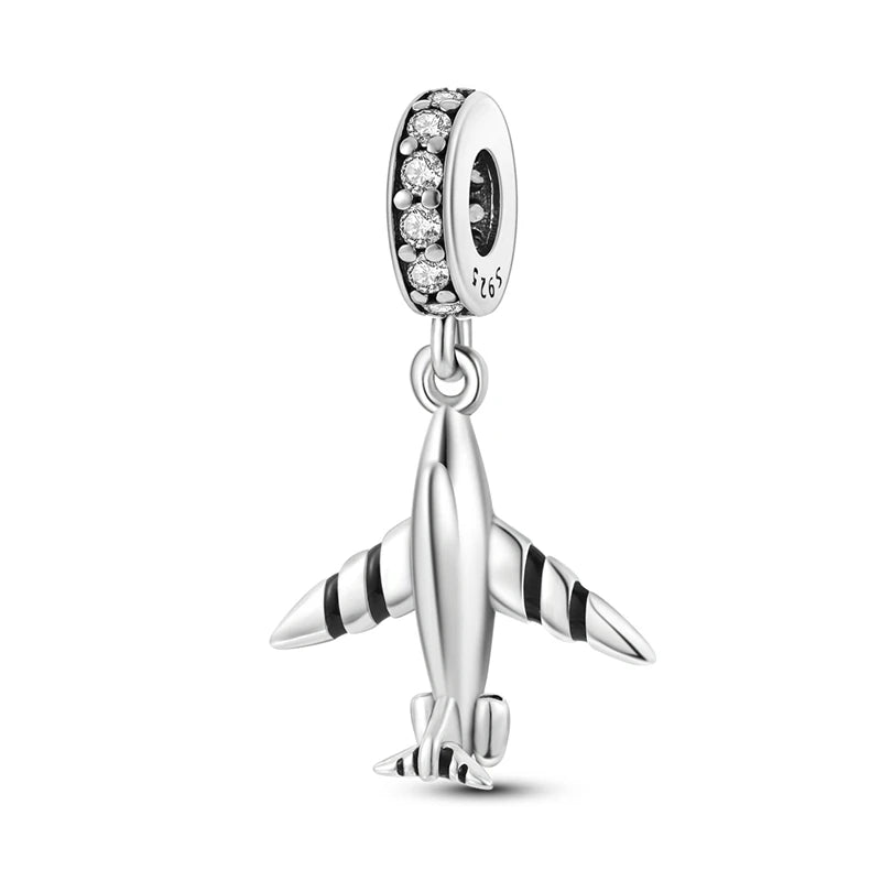 Sterling Silver Travel Charm Bead for Bracelets and Necklaces