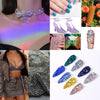 A collection of premium glass crystal flatback rhinestones for nail art and crafts in various colors and shapes.