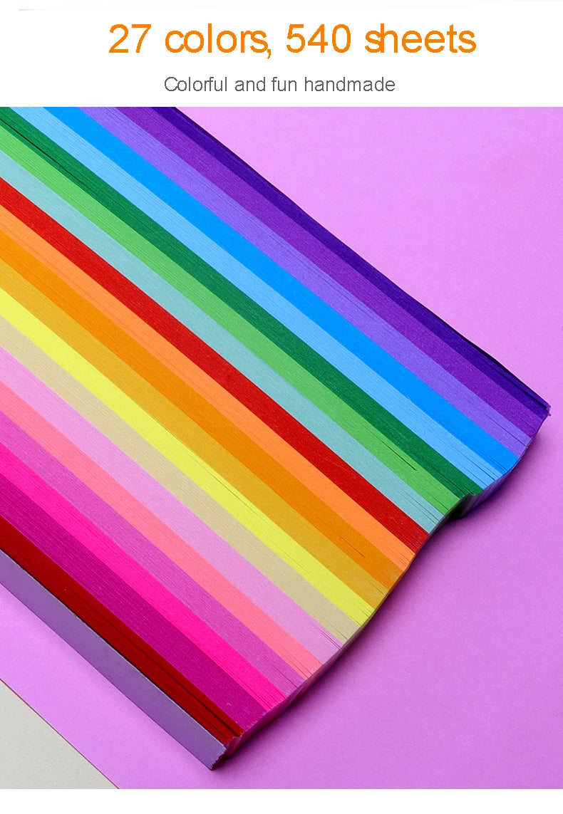 540 Double-Sided Origami Star Strips in 27 Colors for Crafting and Decoration