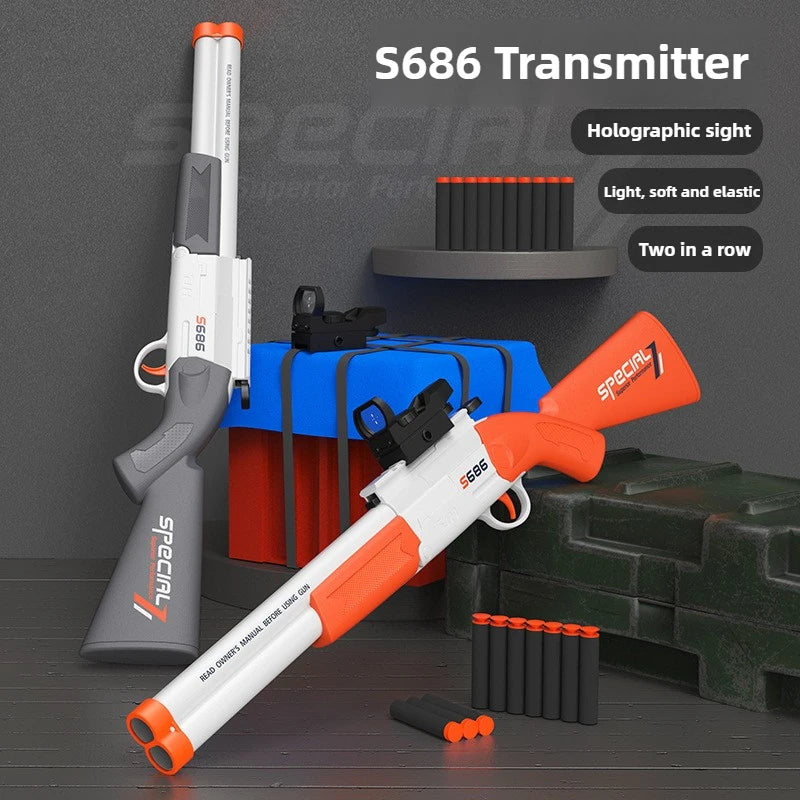 Double-Barrel Soft Bullet Toy Shotgun for Outdoor Play