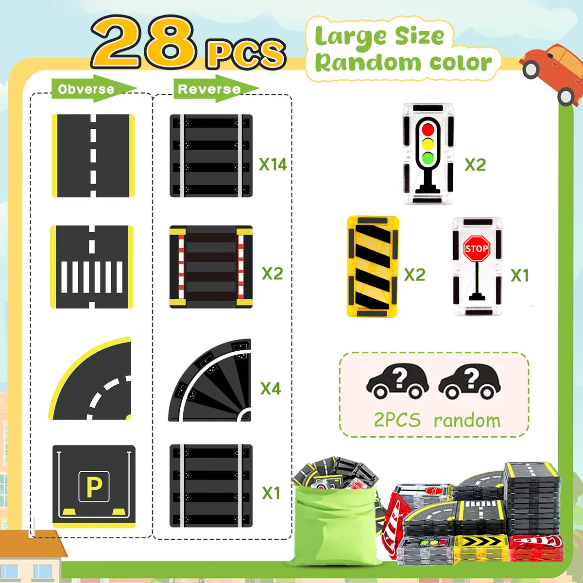Magnetic Building Blocks Toy with Cars – STEM Educational Construction Set